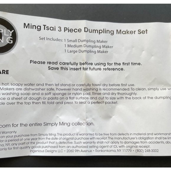 Ming Tsai 3 Piece Dumpling Maker Set by Simply Ming Metal NEW - Picture 7 of 9